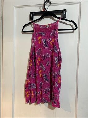 Mudd Pink Tropical Print Halter Cami